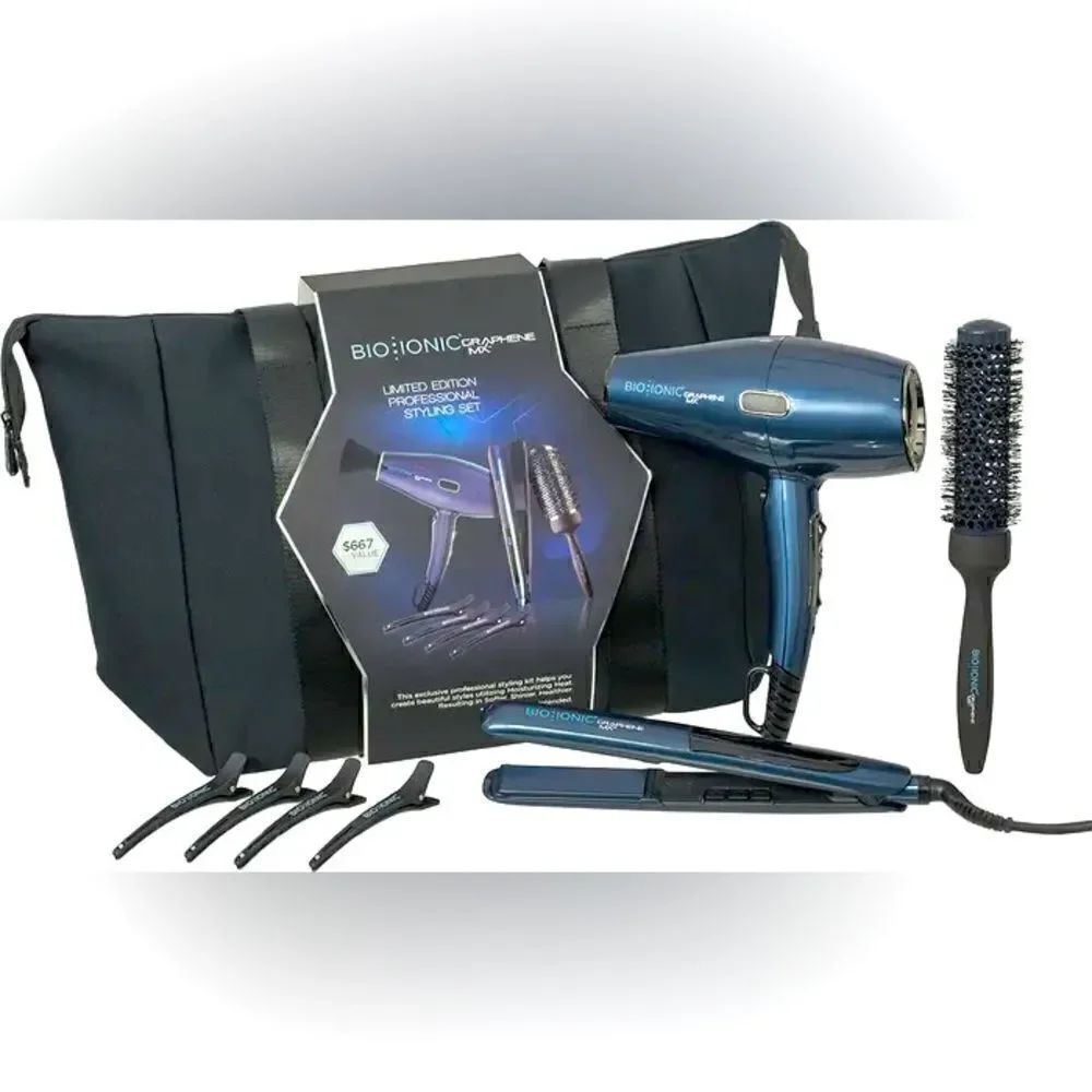 BIO IONIC Graphene MX Pro Styling Kit with Dryer & 1" Flat Iron BRAND NEW IN BOX
